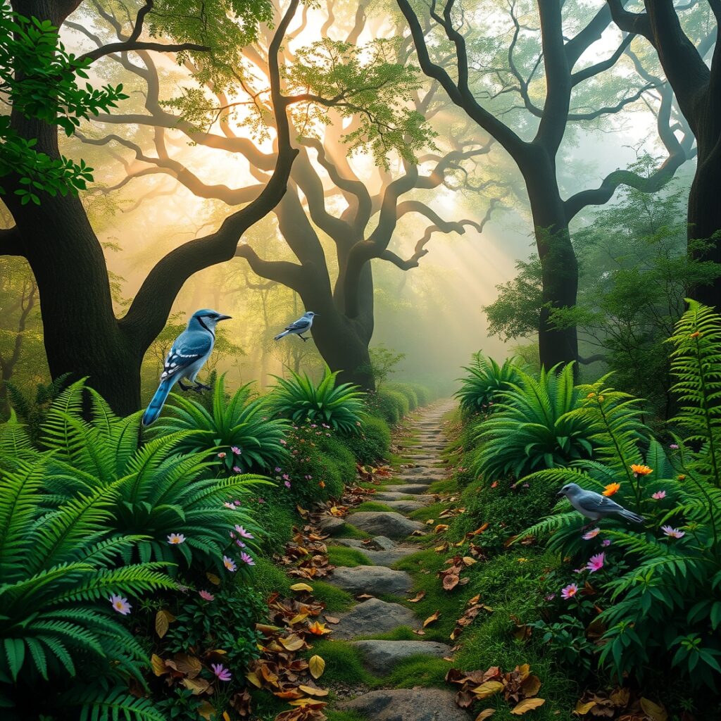 Serene Forest During Morning Mist – free AI stock image