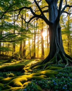 Serene Forest Glade Bathed in Soft Light – free AI stock image