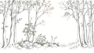 Serene Forest Landscape Sketch x0U – free AI stock image