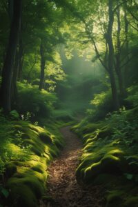 Serene Forest Path for Inner Peace – free AI stock image