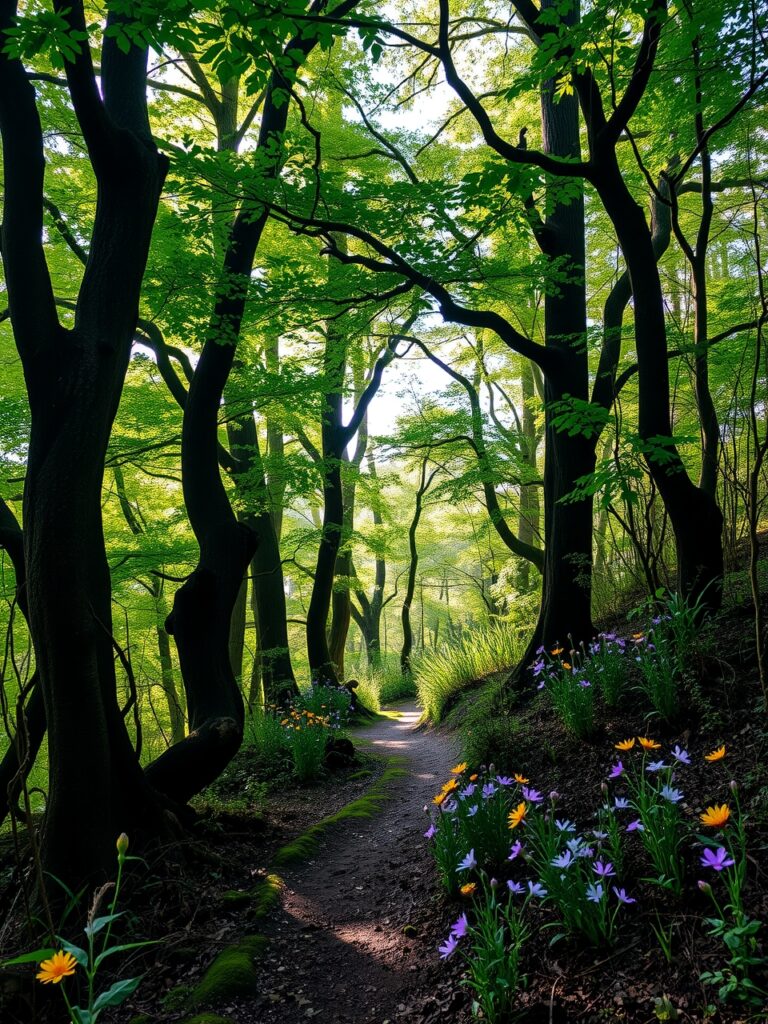 Serene Forest with Lush Greenery – free AI stock image