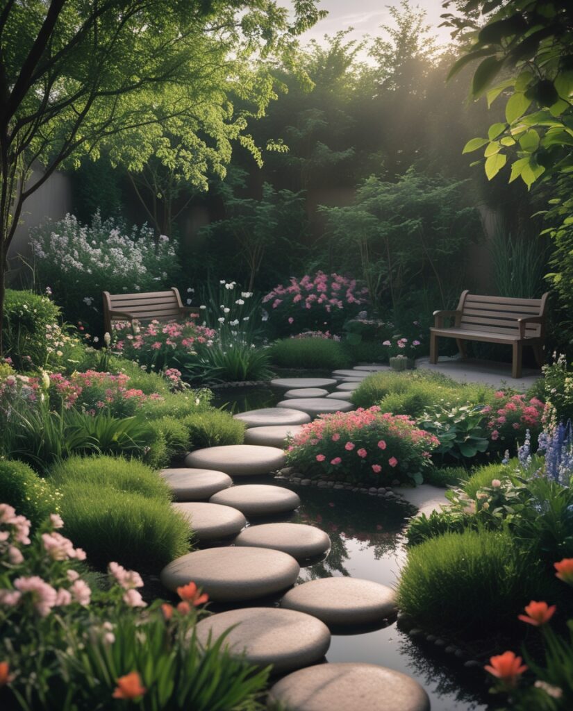 A Serene Garden of Mindful Reflection – free AI stock image