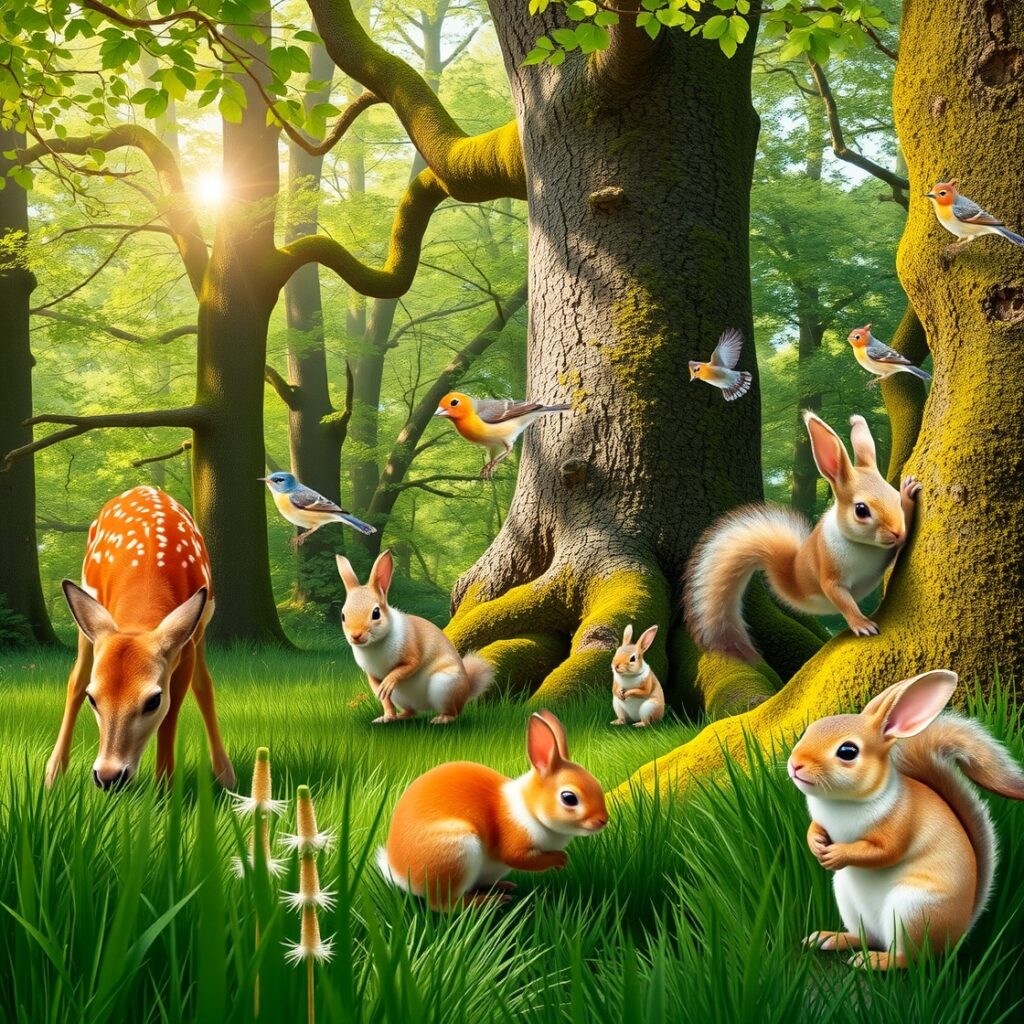 A Serene Gathering of Forest Animals – free AI stock image