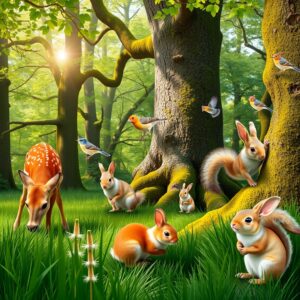 A Serene Gathering of Forest Animals – free AI stock image