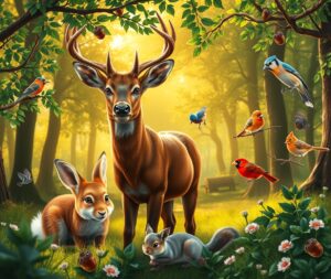 A Serene Gathering of Forest Animals – free AI stock image