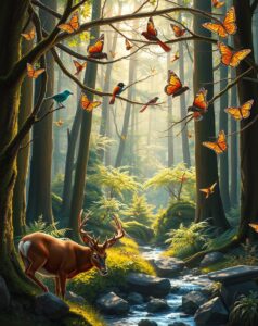 A Serene Gathering of Forest Animals – free AI stock image