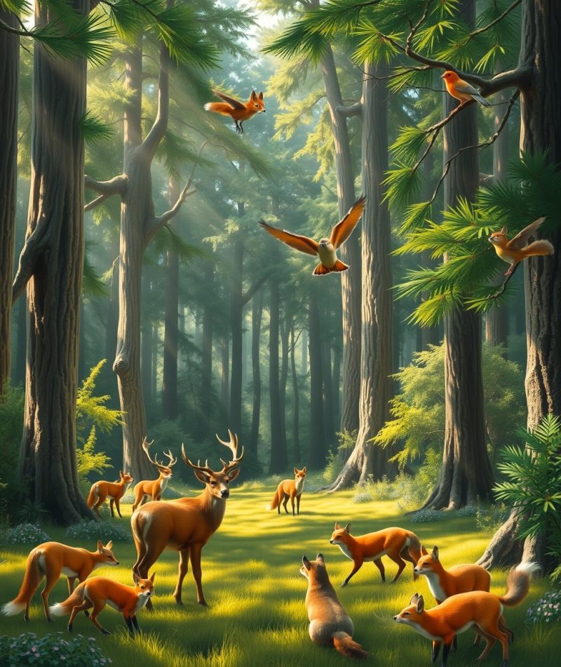 A Serene Gathering of Forest Animals – free AI stock image