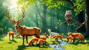 A Serene Gathering of Wild Animals – free AI stock image