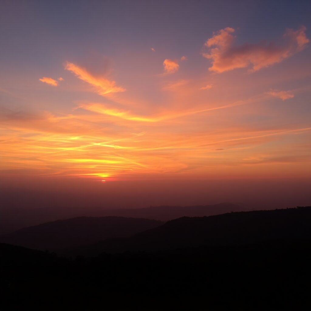 Serene Gradient of a Sunset Sky – free AI stock image