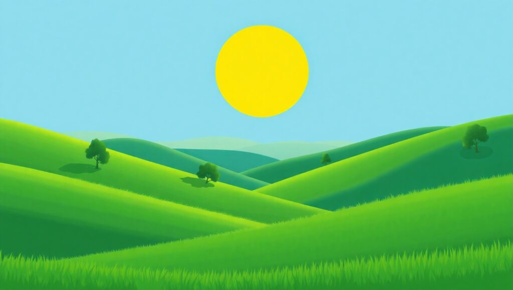 Serene Hills in Flat Design – free AI stock image