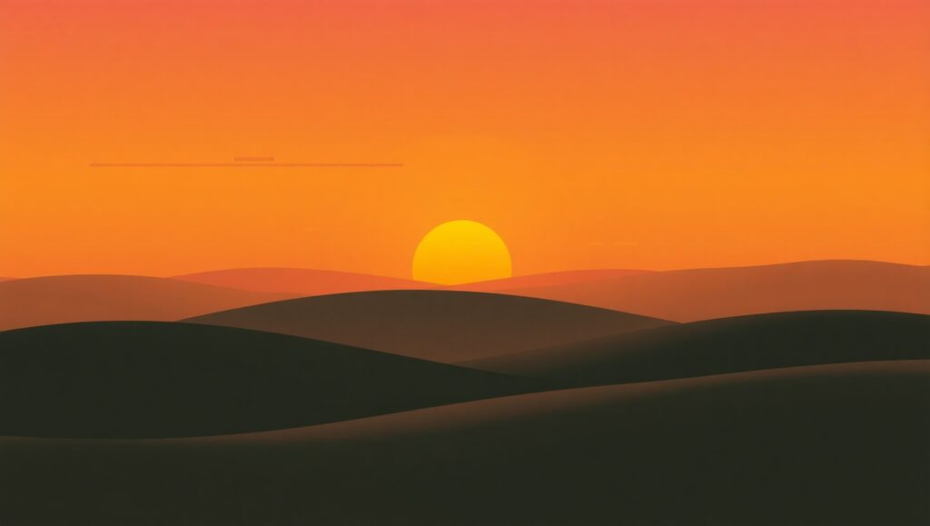 Serene Hills Under Vibrant Sunset – free AI stock image
