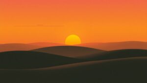 Serene Hills Under Vibrant Sunset – free AI stock image