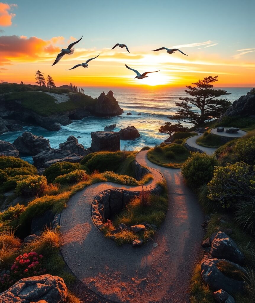 A Serene Journey through Coastal Landscapes – free AI stock image