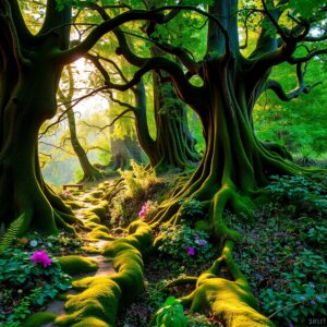 A Serene Journey Through Enchanted Forests – free AI stock image
