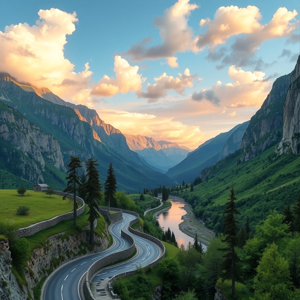 A Serene Journey Through Mountain Landscapes – free AI stock image