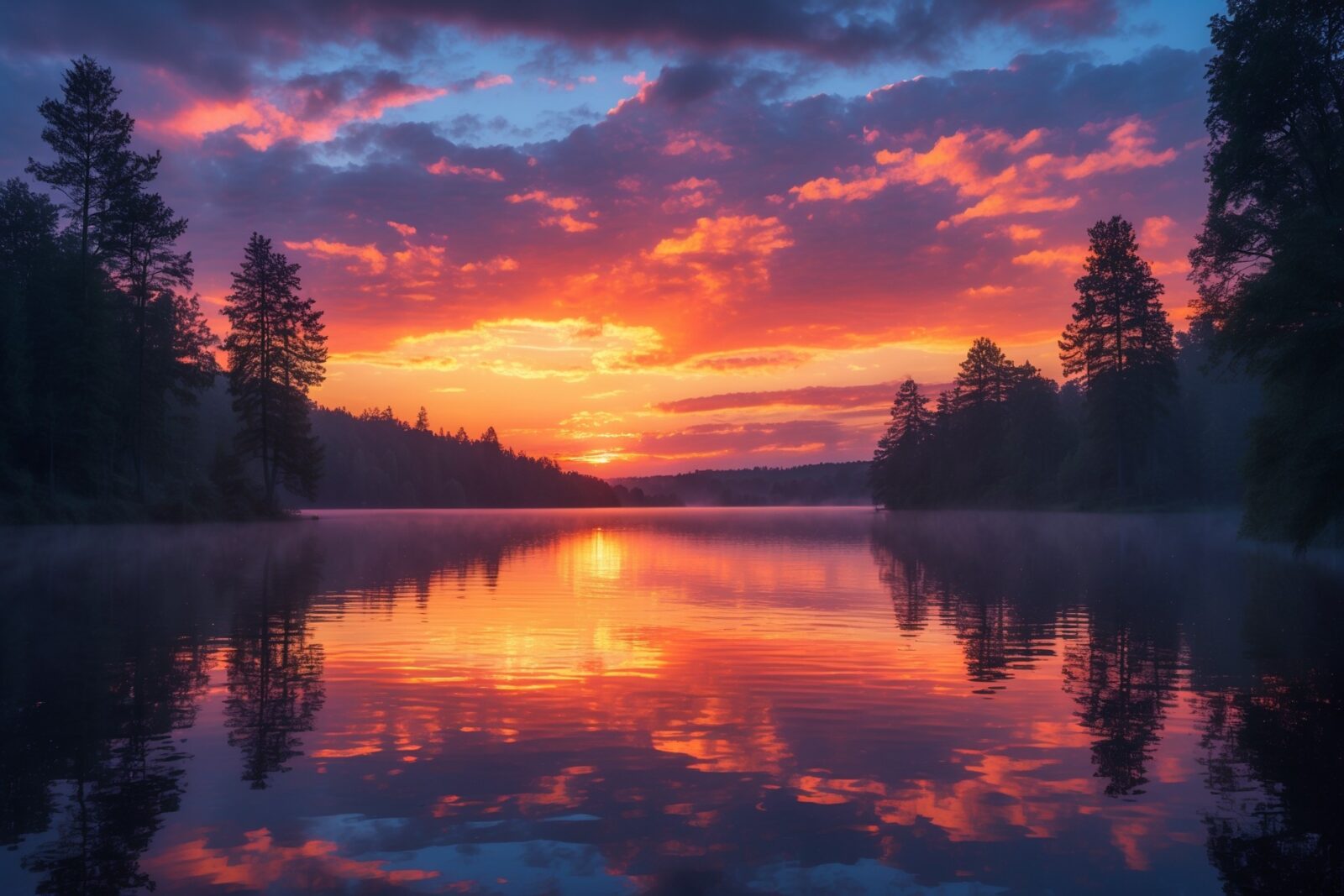 serene lake sunset reflections