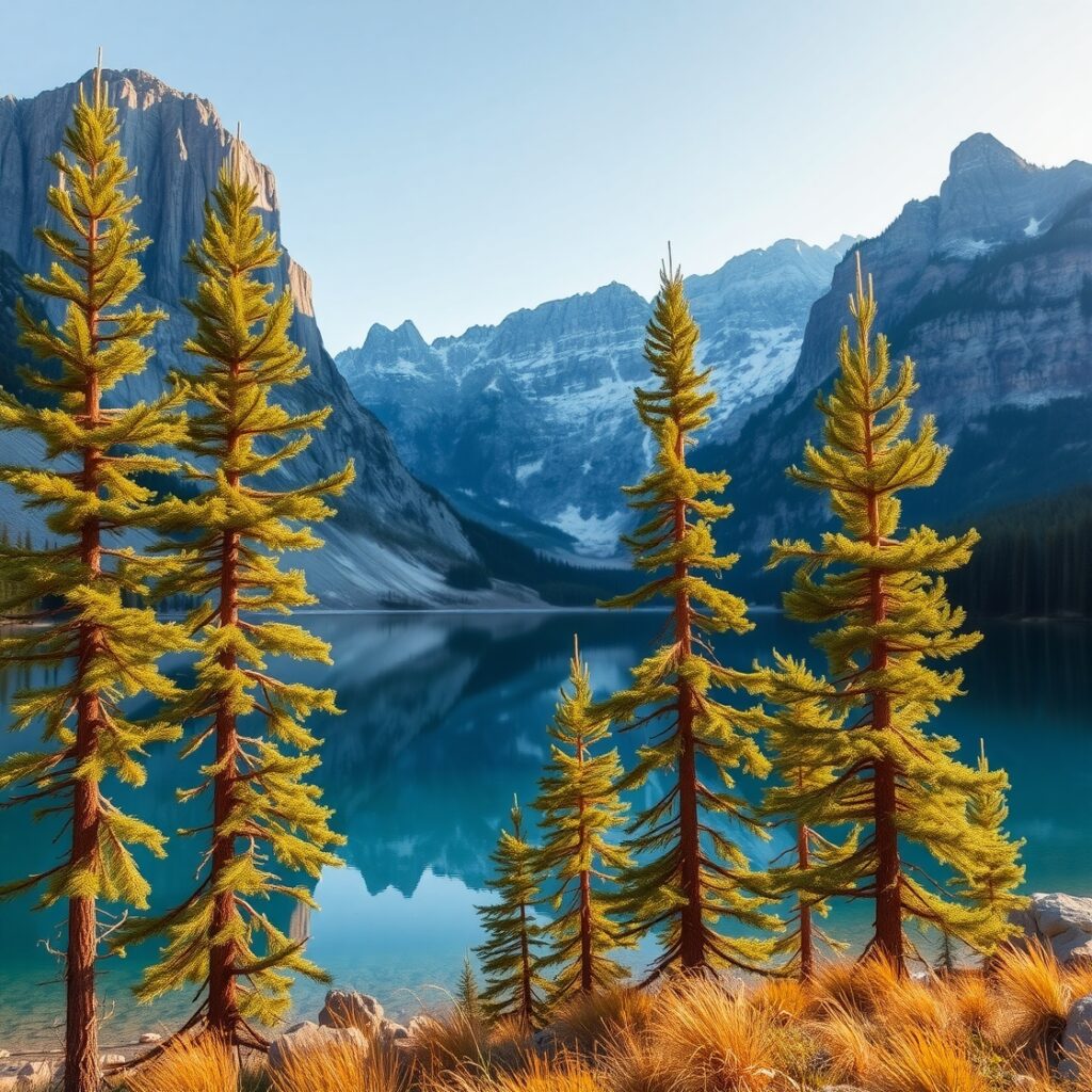 Serene Lake Surrounded by Majestic Mountains – free AI stock image