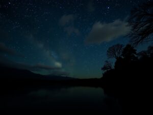 Serene Lake Under a Starry Night Sky – free AI stock image
