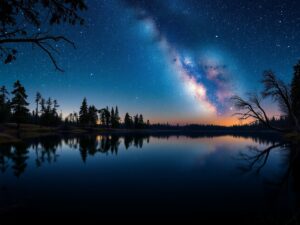 Serene Lake Under a Starry Sky – free AI stock image