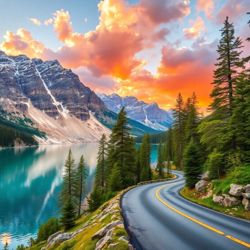 Serene Lake View During a Road Trip – free AI stock image