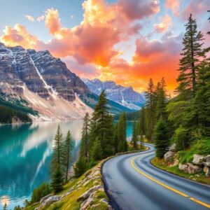 Serene Lake View During a Road Trip – free AI stock image