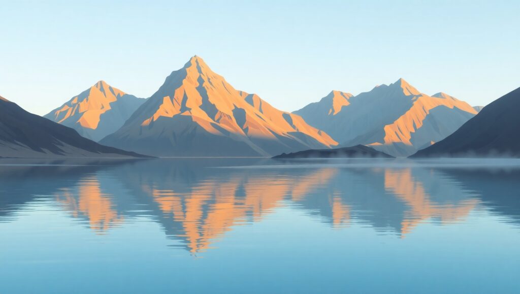 Serene Low-Poly Mountain Lake – free AI stock image
