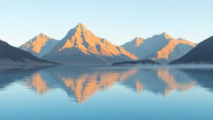 Serene Low-Poly Mountain Lake – free AI stock image
