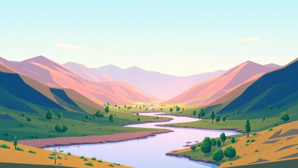 Serene Low-Poly Mountain Landscape Q0v – free AI stock image