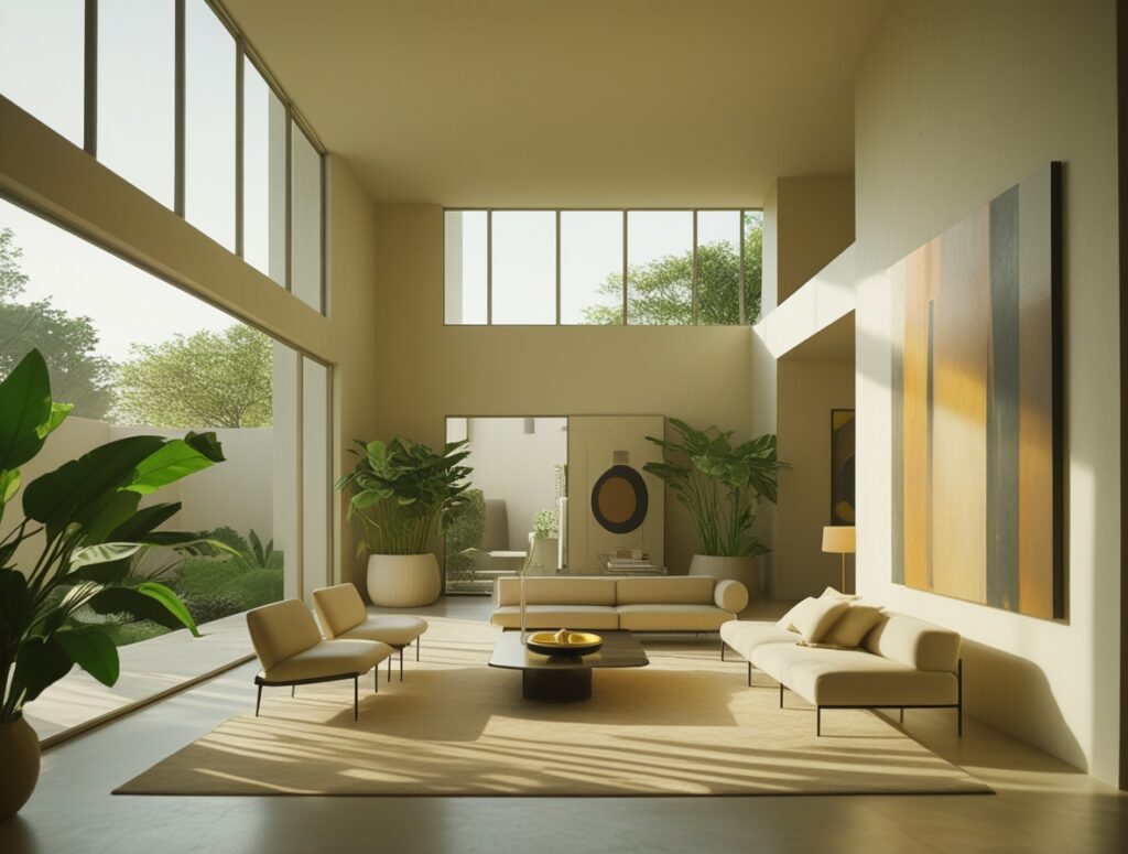 Serene Minimalist Home Interior Design – free AI stock image