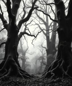 A Serene Monochrome Forest Landscape – free AI stock image