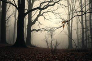 Serene Monochrome Forest Landscape – free AI stock image