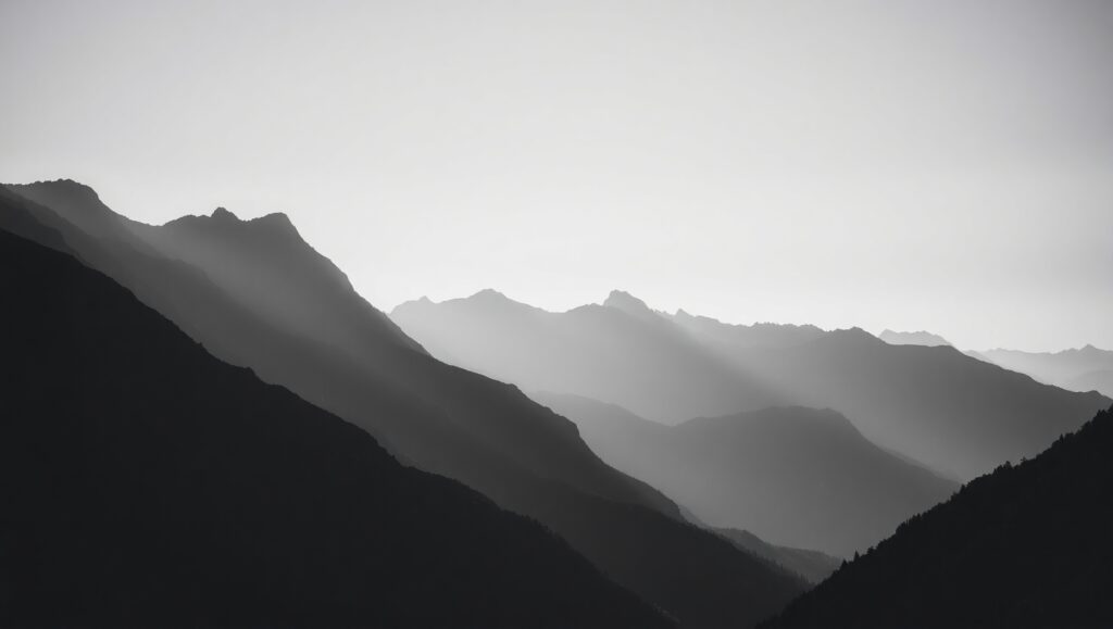 Serene Monochrome Mountain Landscape Sq4 – free AI stock image