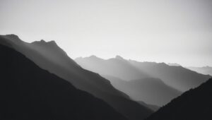 Serene Monochrome Mountain Landscape Sq4 – free AI stock image