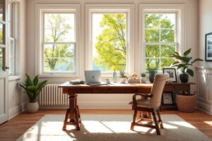 Serene Morning at a Home Office – free AI stock image