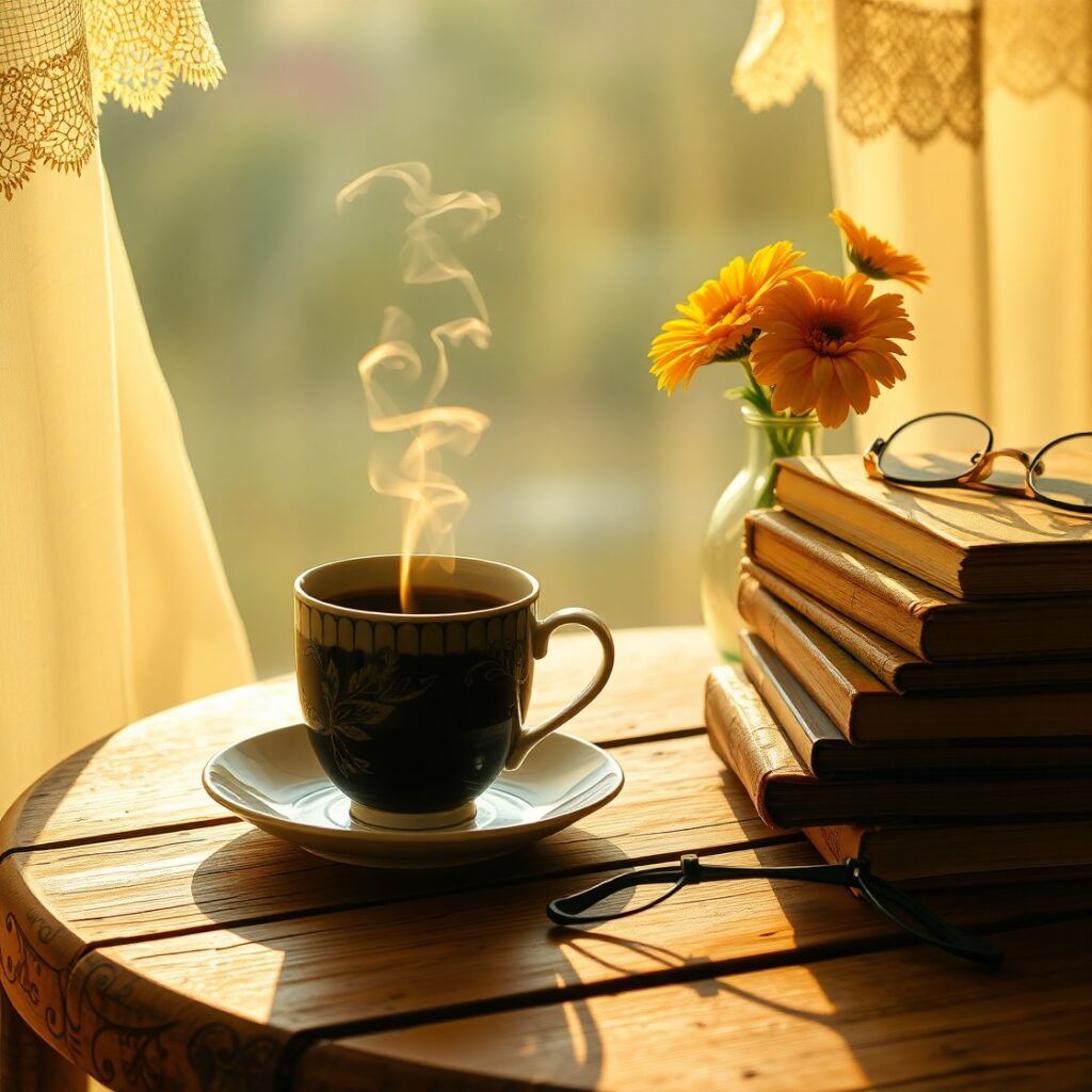 A Serene Morning Coffee Ritual – free AI stock image