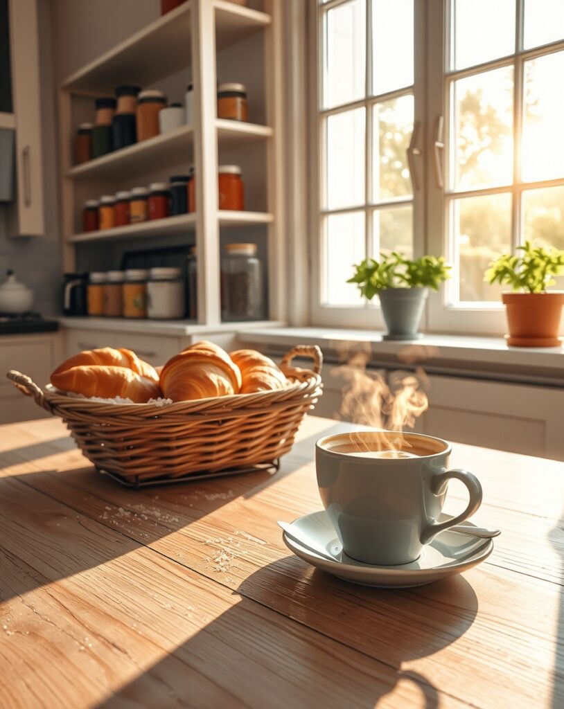 A Serene Morning in a Cozy Kitchen – free AI stock image