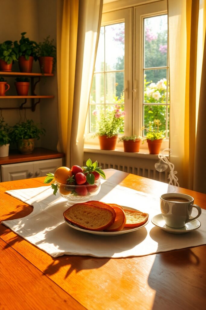 Serene Morning Routine in a Cozy Kitchen – free AI stock image