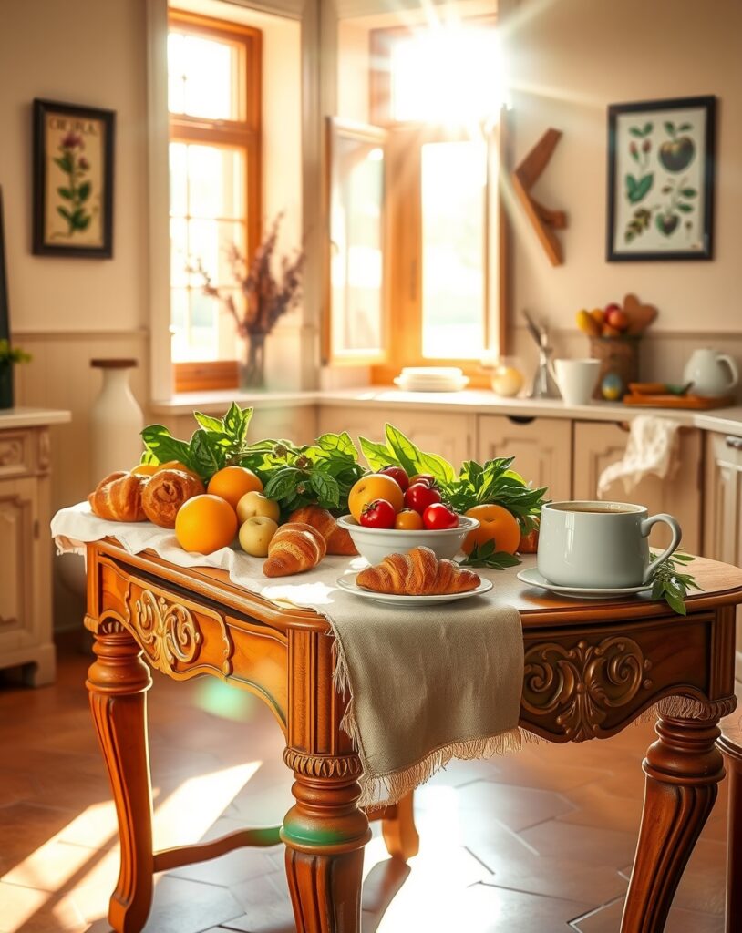 Serene Morning Routine in Cozy Kitchen – free AI stock image