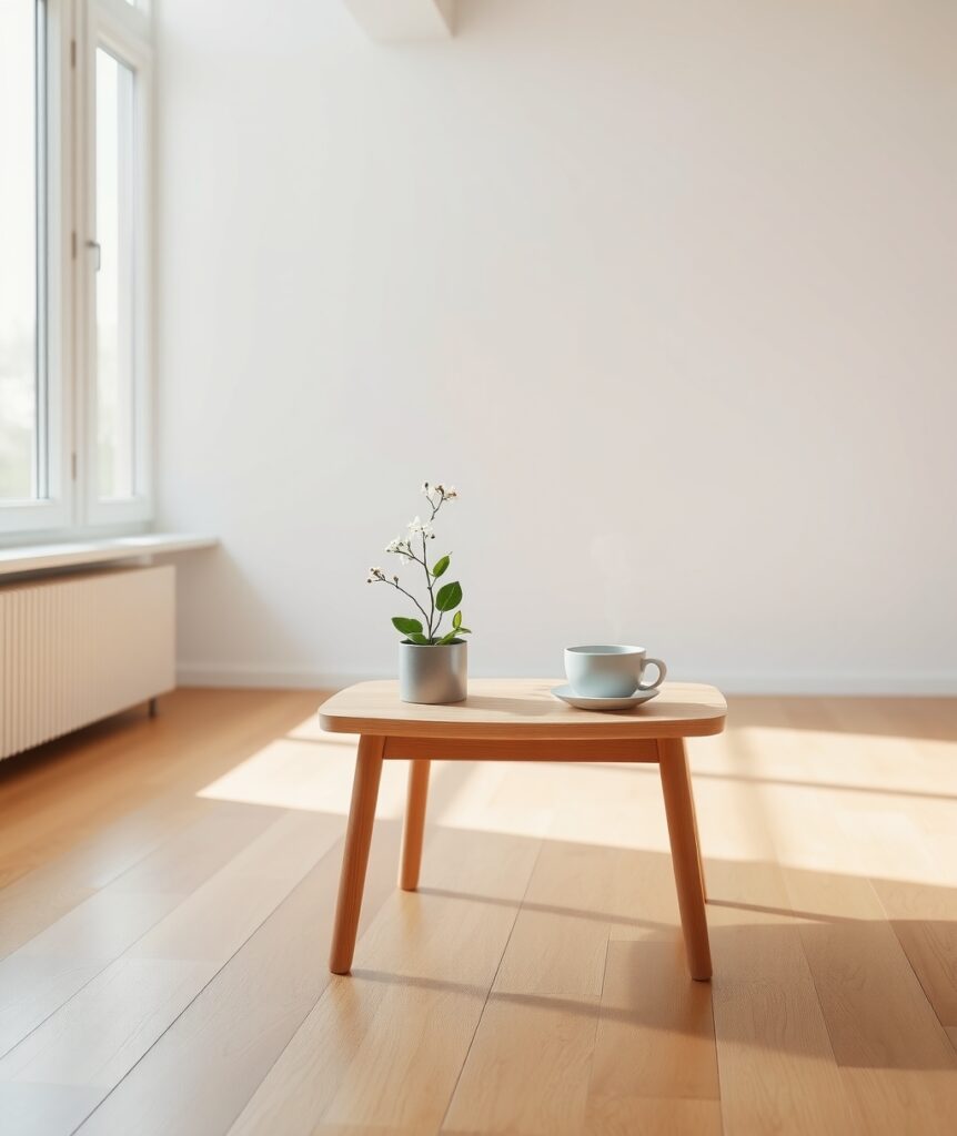 Serene Morning Routine in Minimalist Home – free AI stock image
