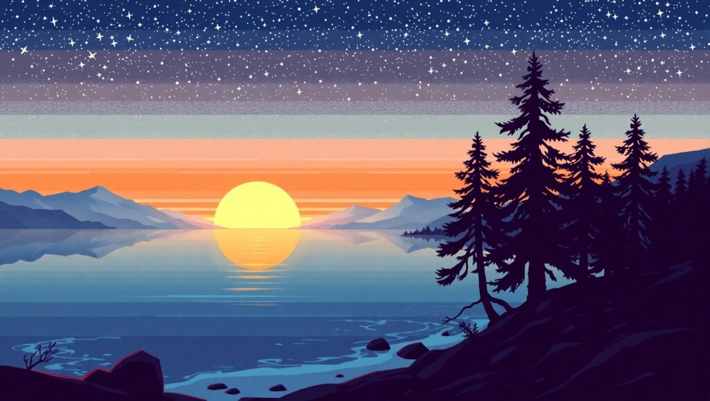 Serene Mountain Lake at Sunset – free AI stock image
