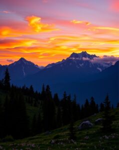 Serene Mountain Landscape at Dusk – free AI stock image