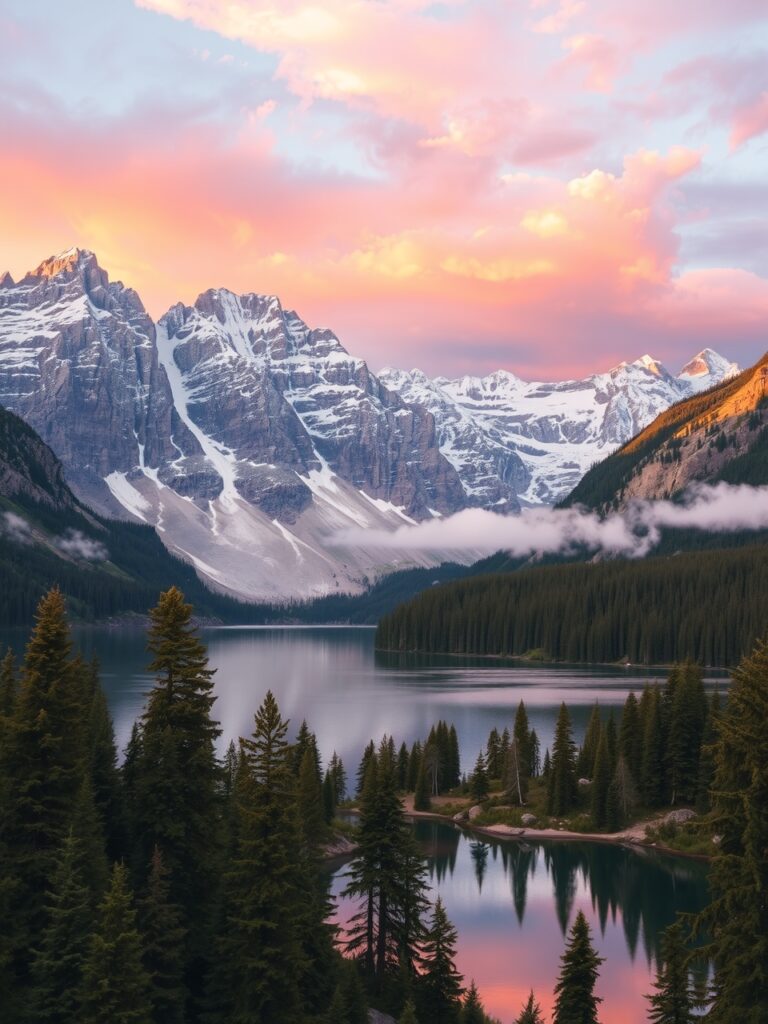 Serene Mountain Landscape at Dusk – free AI stock image