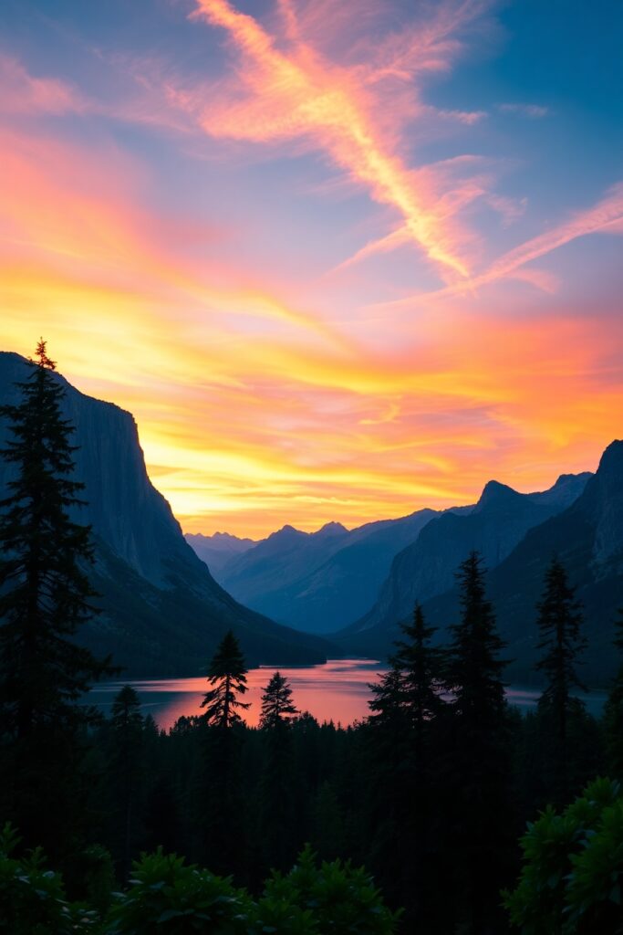 Serene Mountain Landscape at Dusk – free AI stock image