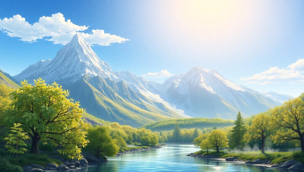 Serene Mountain Landscape in Vector – free AI stock image