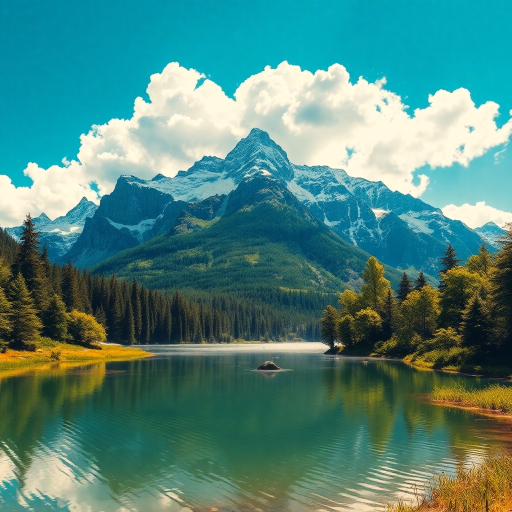 Serene Mountains Reflecting in Crystal Lake – free AI stock image