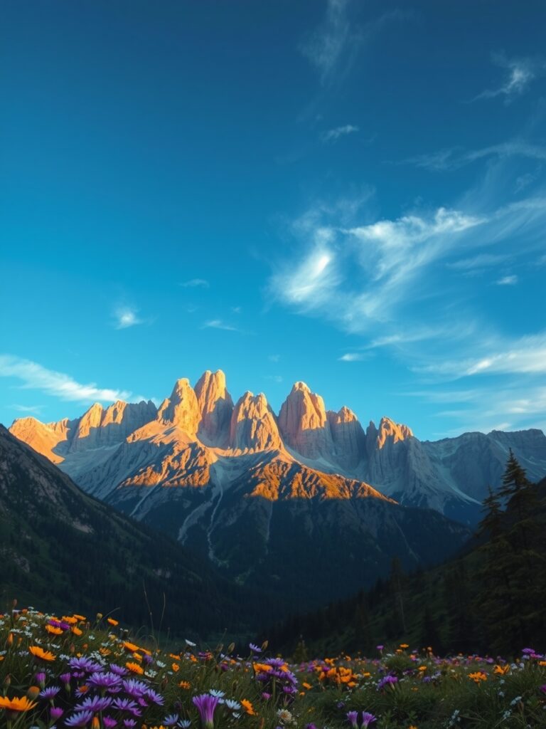 Serene Mountains Under a Clear Sky – free AI stock image