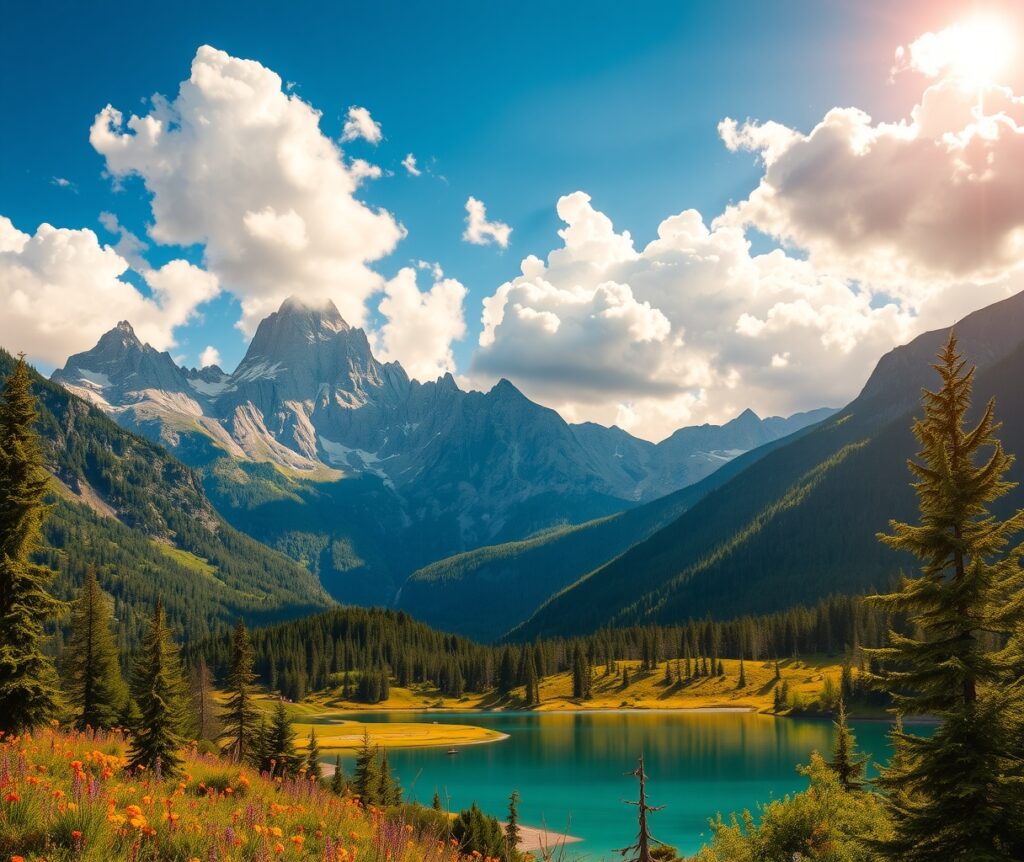 Serene Mountains Under a Vast Sky – free AI stock image
