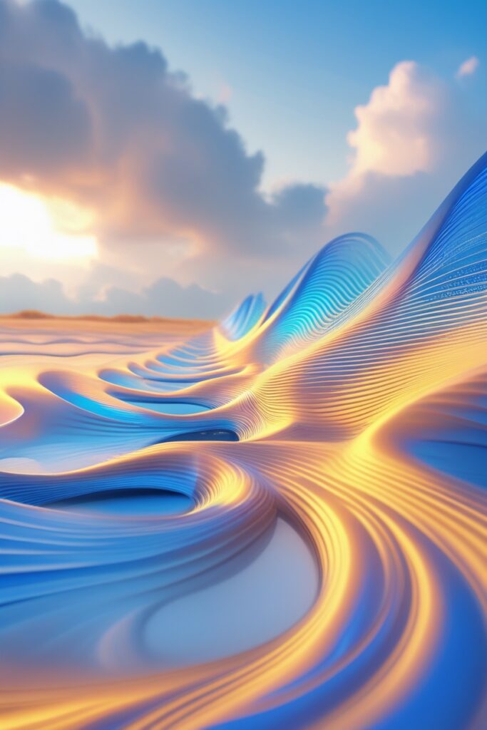 Serene Music Waves in a Peaceful Landscape – free AI stock image