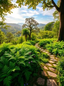 Serene Natural Background with Lush Greenery – free AI stock image