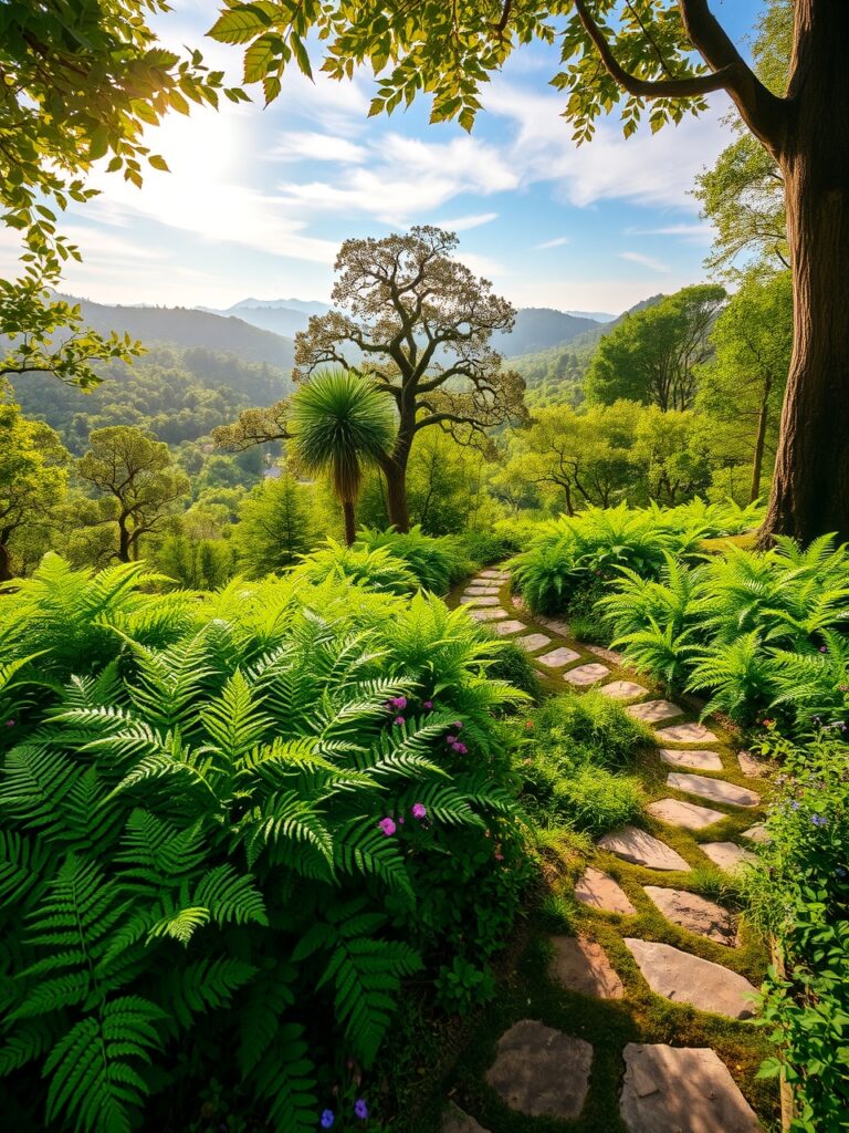 Serene Natural Background with Lush Greenery – free AI stock image